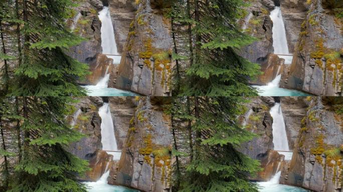 加拿大艾伯塔省班夫国家公园的乔斯顿峡谷下瀑布