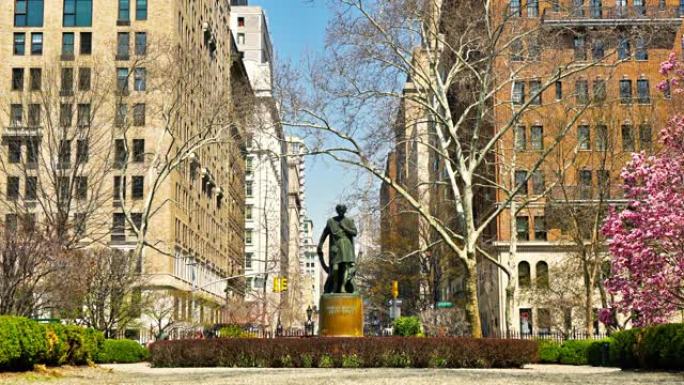 埃德温·布斯雕像。纽约街。公园。