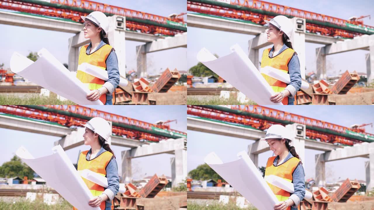 亚洲工程女性建筑工地
