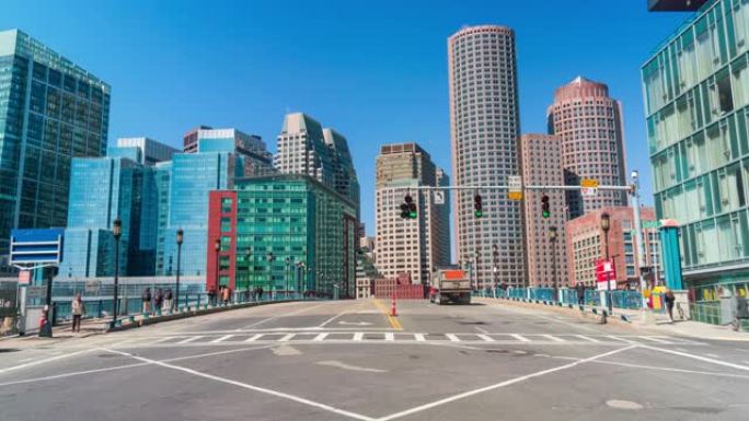 美国马萨诸塞州的波士顿城市生活和交通道路