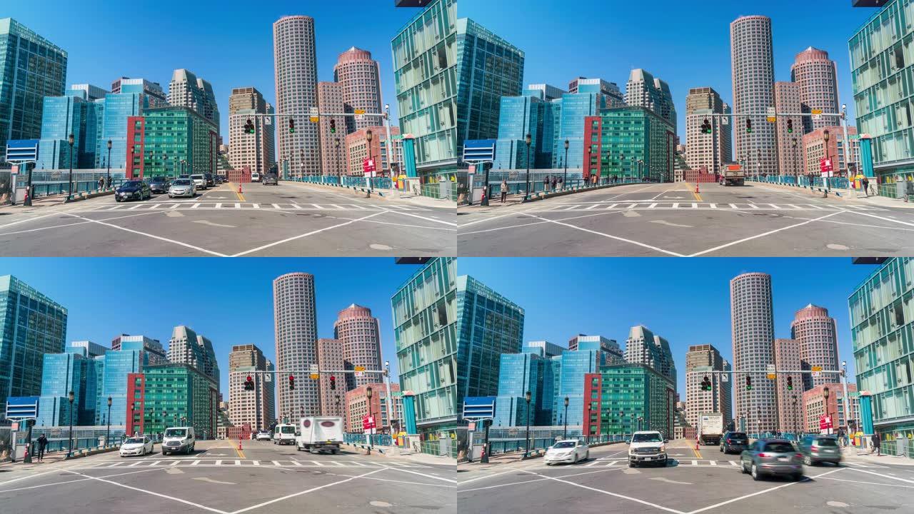 美国马萨诸塞州的波士顿城市生活和交通道路