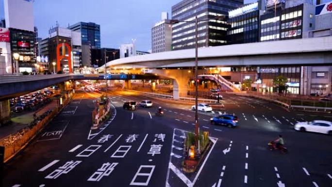 日本暮光之城上野的交通和城市景观。