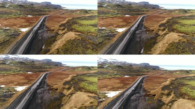 冰岛偏远的风景和道路。