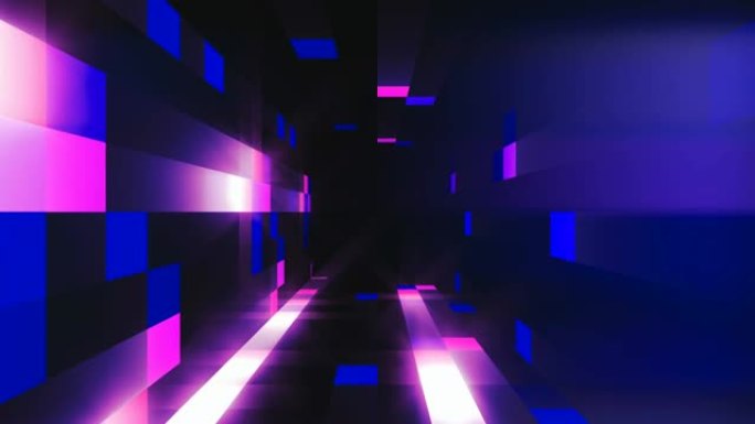 明亮闪烁的隧道画面中的无缝3d飞行动画