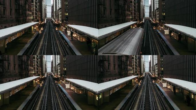 芝加哥地铁列车的T/L视图/伊利诺伊州芝加哥