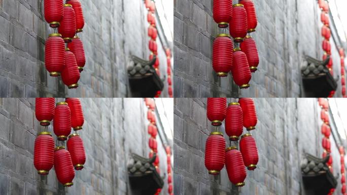 中国成都墙上的红灯笼