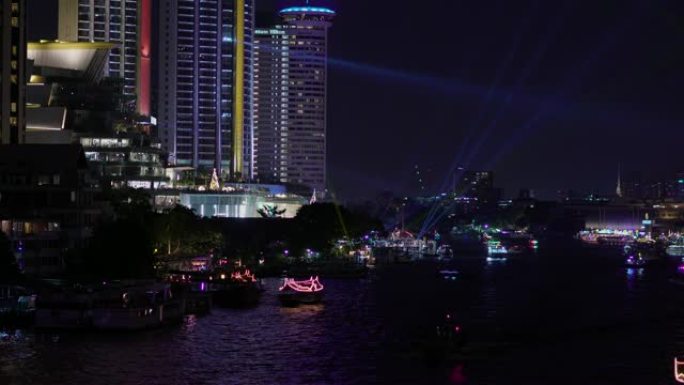 泰国曼谷夜景湄南河。