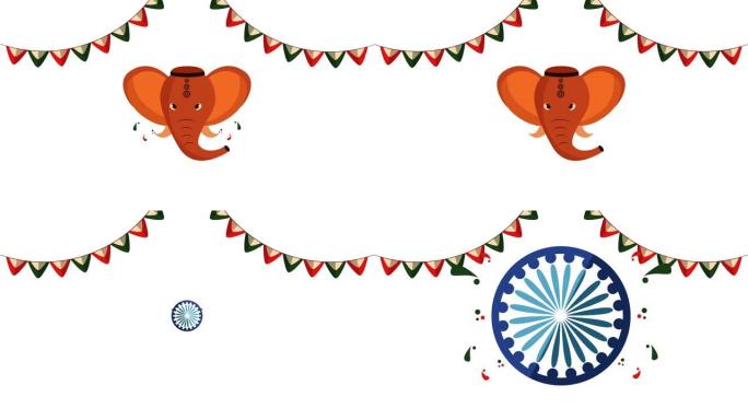 印度独立日庆典卡通动画二次元展示mg动画