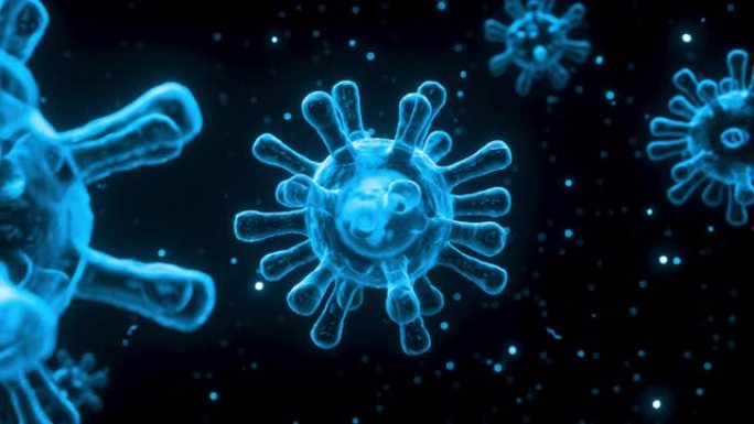 动画巨核病毒细胞在生物体中扩散和漂浮。概念全球健康警告恐慌传播感染。彩色医学影像细菌流行。离体淋巴细