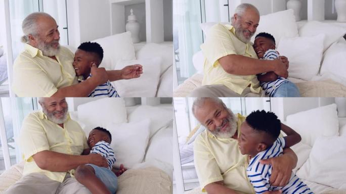 成熟的男人和他的孙子一起享受时光