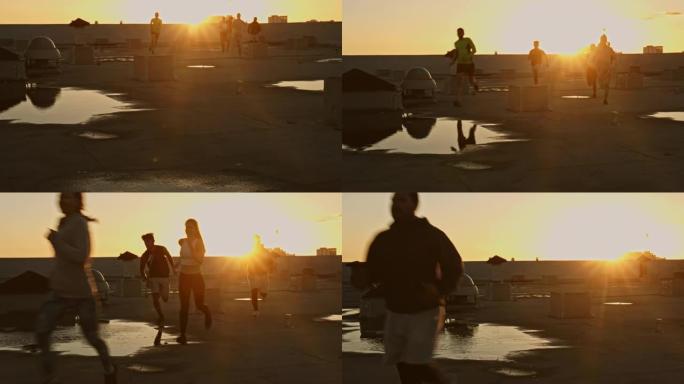 日落时跑步晨跑活力