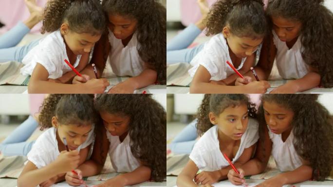 小女孩画画和说话视频素材