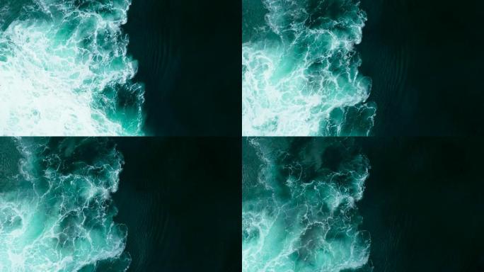 抽象海浪撞击的俯视图创造了独特的图案