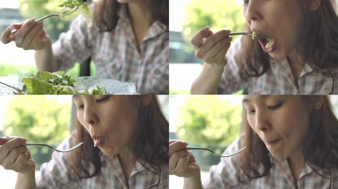 吃沙拉的女人吃沙拉的女人素食减肥餐