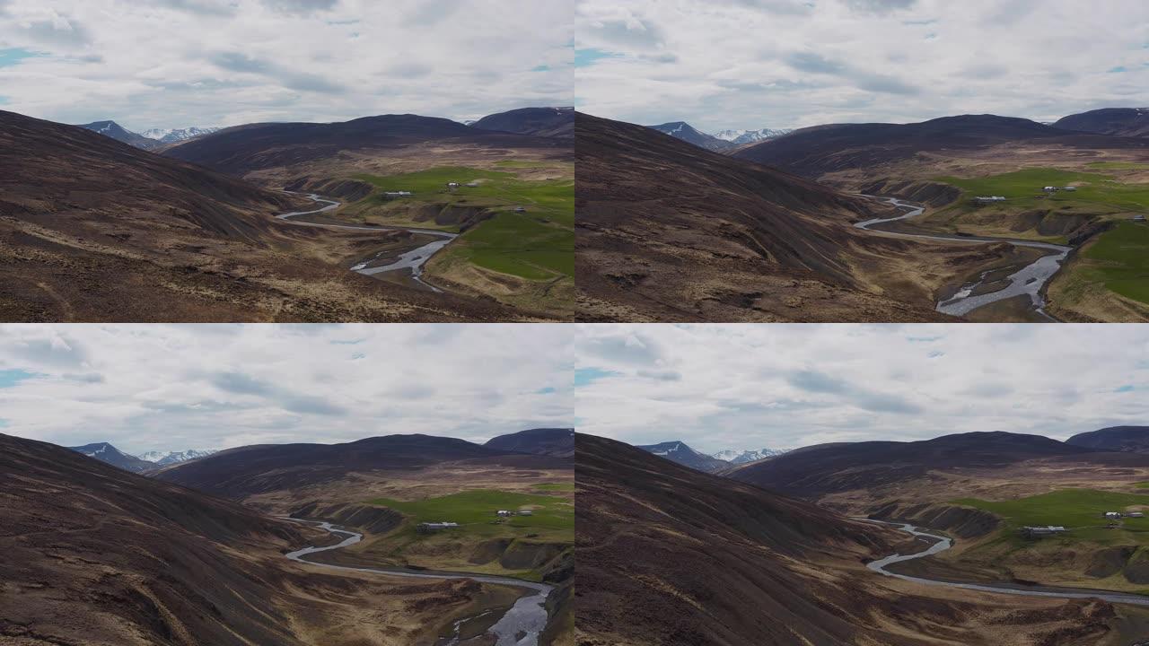 冰岛自然。山脉和湖泊