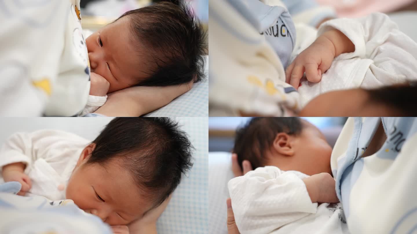 年轻的母亲抱着婴儿喂奶-蓝牛仔影像-中国原创广告影像素材