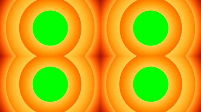 带有绿色屏幕的橙色动画圆形形状，可让您添加任何图像或视频。