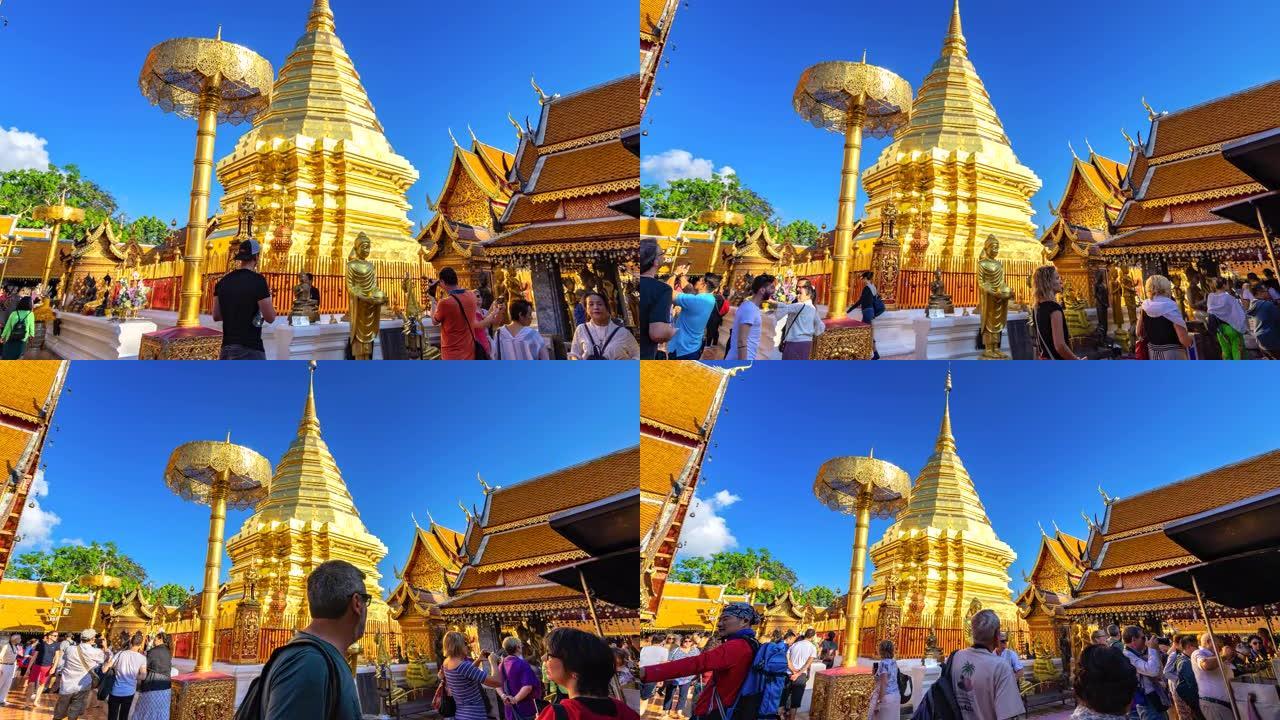 泰国清迈素贴寺寺的延时游客