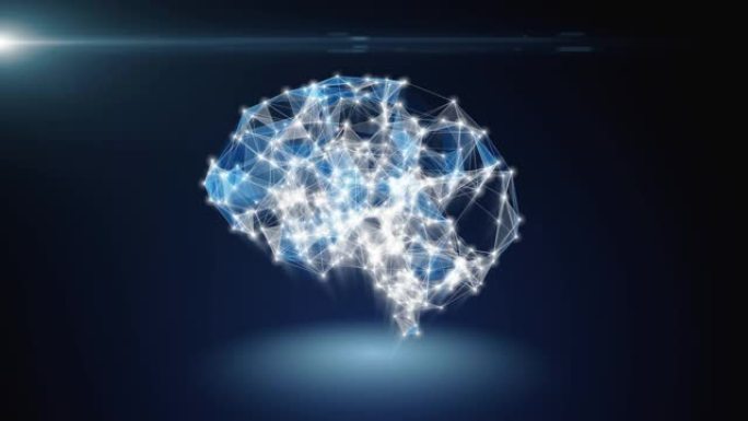 AI人工智能，数字线和发光点创建人脑连接的结构