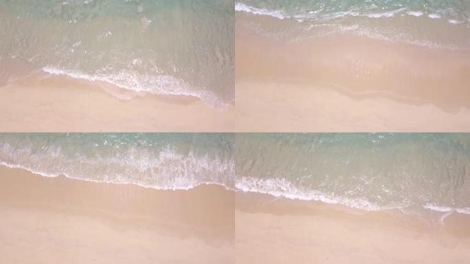 美丽海滩的俯视图俯拍俯视潮汐海浪白色浪花