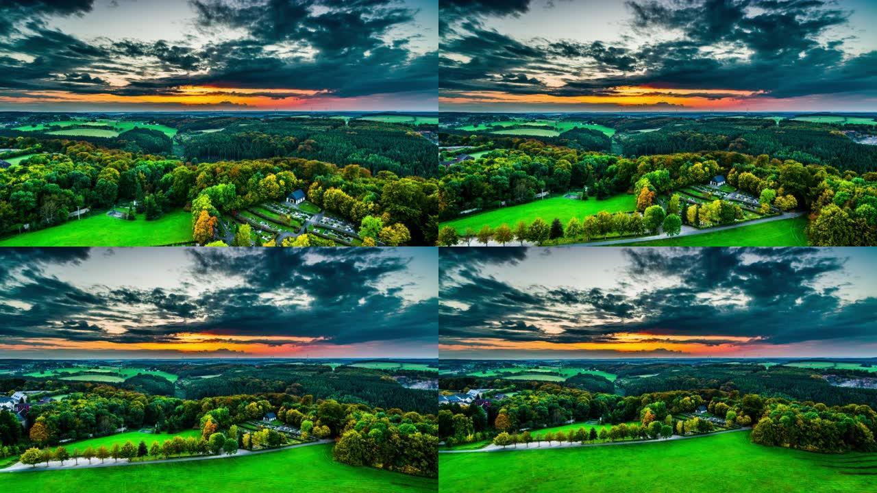 空中: 秋季的乡村景观-德国埃菲尔