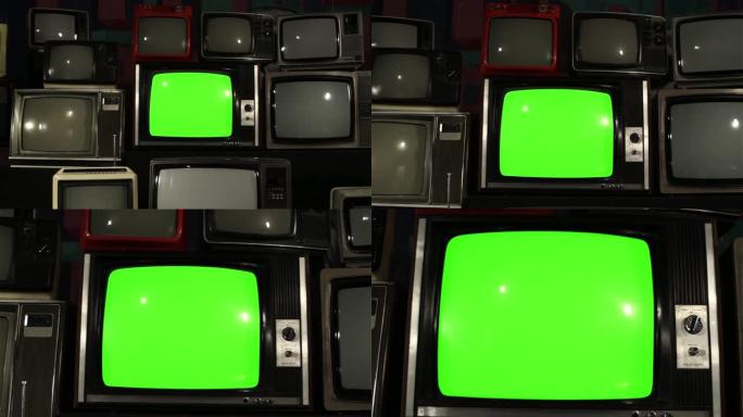 80年代电视绿屏与许多80年代电视。