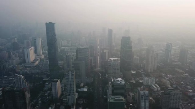 泰国曼谷市污染和颗粒物2.5的4k分辨率鸟瞰图