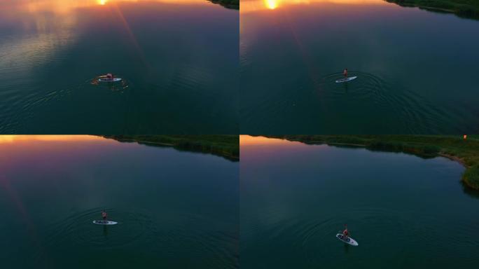 空中笨拙的人学习划桨冲浪