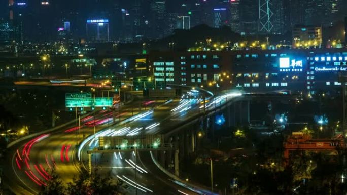 4k延时 (4096x2160): 香港市区高速公路交通的延时。4k运输。香港-视频