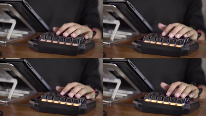 设计师使用带数字笔和键盘的图形计算机平板电脑进行工作