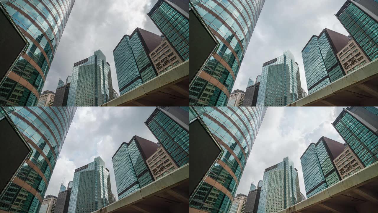 4k分辨率延时商务大厦。中国香港的中央金融区。运输和国际全球物流。