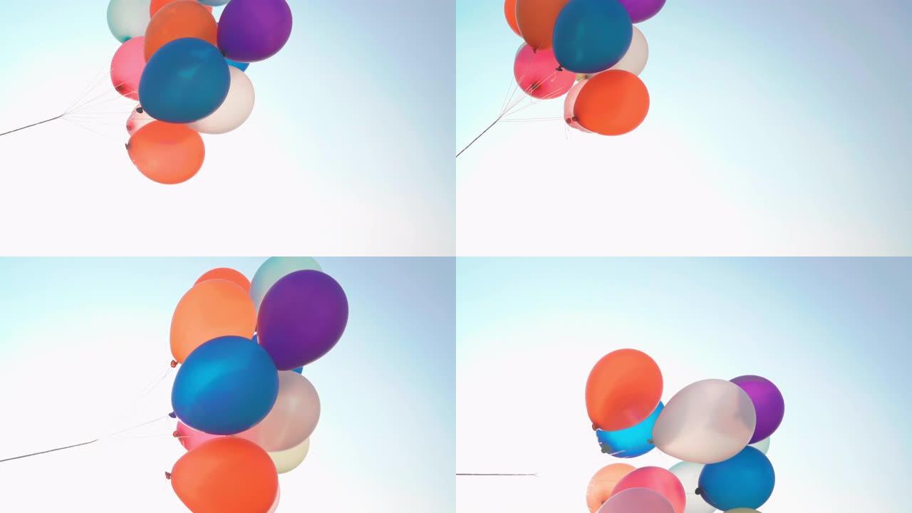 蓝天中五颜六色的气球