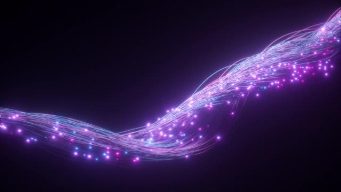 发光光缆。信息通过有线传输。技术和信息转移的概念。现代蓝紫色光谱