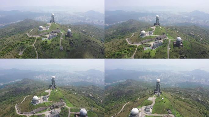 香港最高峰大帽山天文台站的无人机景观