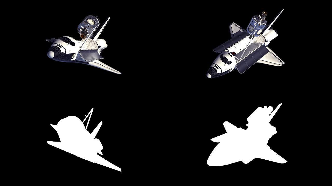 国际空间站的航天飞机和模块。阿尔法哑光。