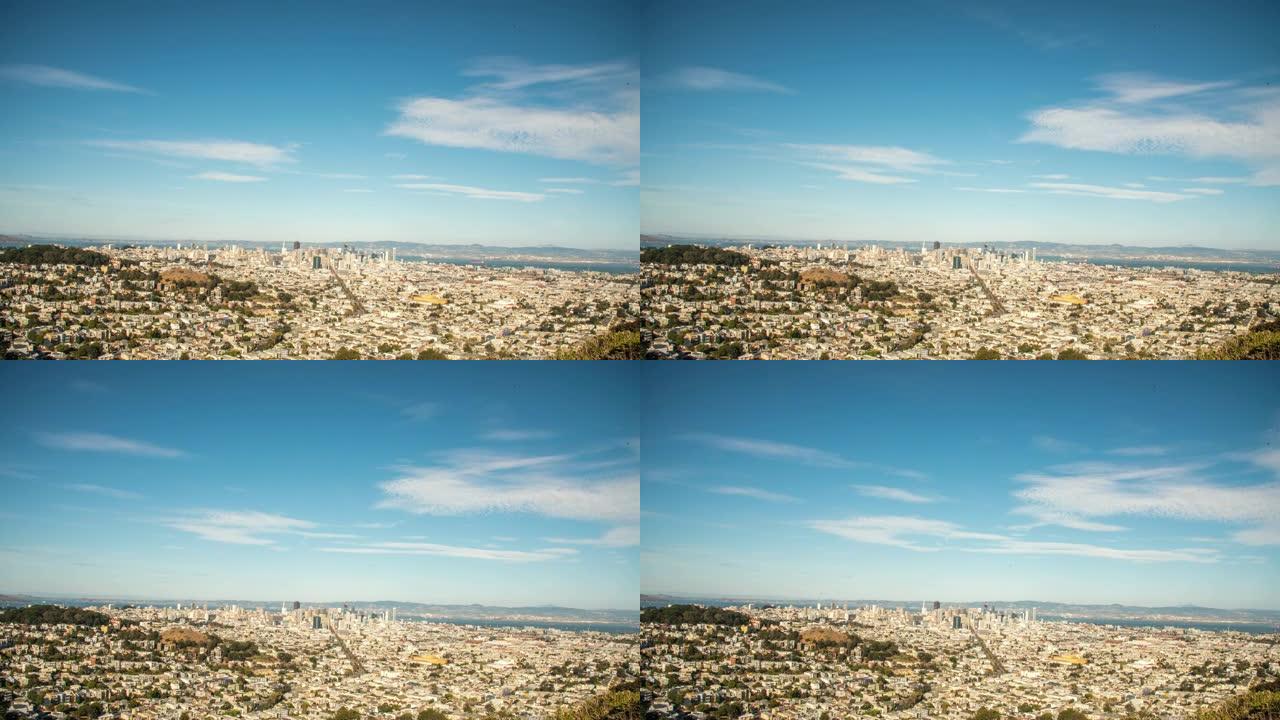 WS Time lapse sunny cityscape，旧金山，加利福尼亚州，美国