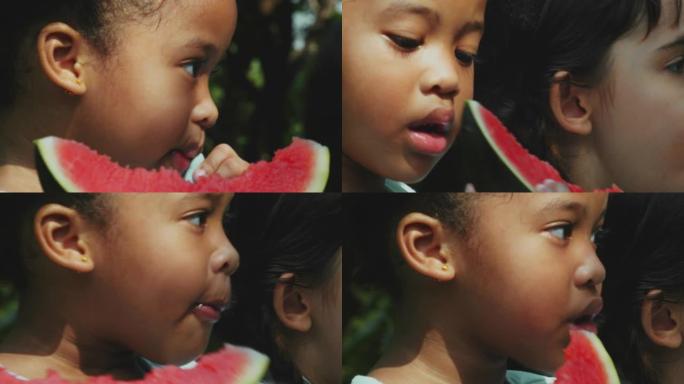 小女孩吃甜西瓜小女孩吃甜西瓜