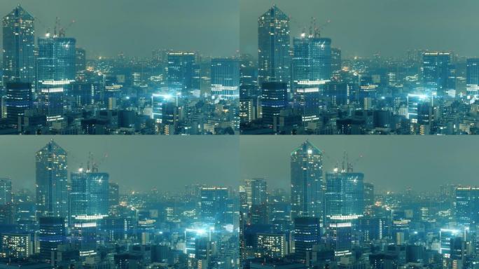 延时: 东京城市景观在行动，潘在左边