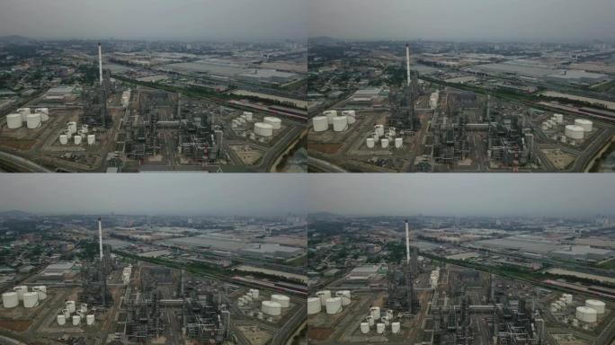 炼油厂的空中射击宣传片航拍大景