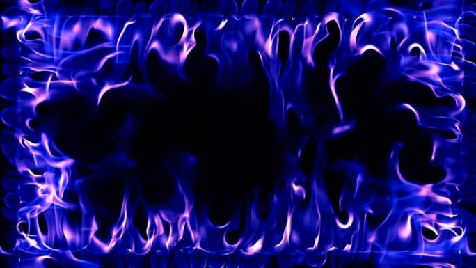蓝色燃烧的火框蓝色火焰动态熊熊大火