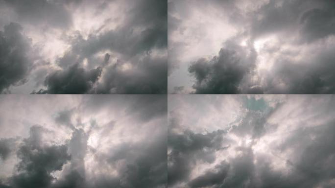 时间流逝戏剧性的云层，光线穿过云层