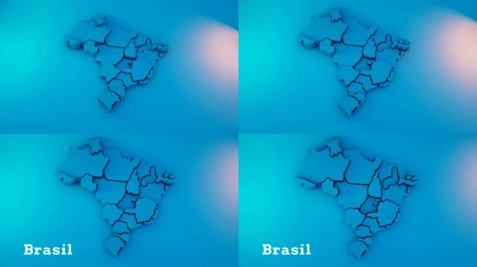 巴西地图蓝色图纸