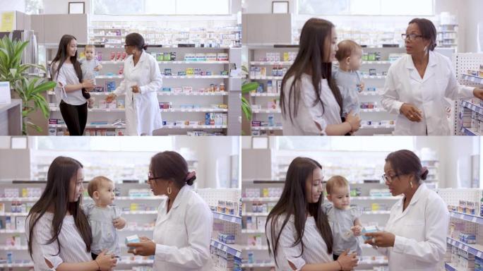 药剂师帮助有女婴的妇女选择药物