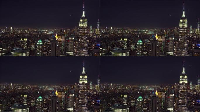 美国纽约市夜景的4k镜头场景