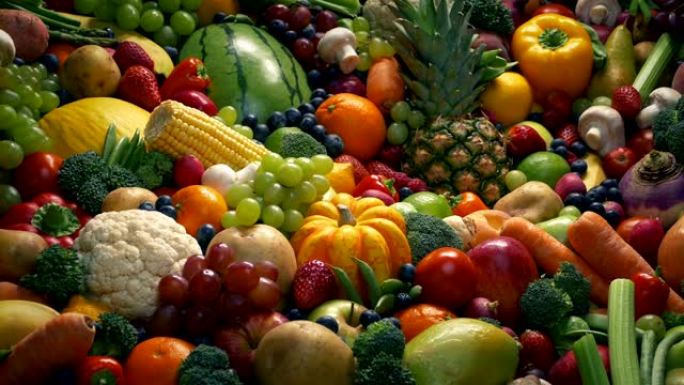 水果和蔬菜混合物移动镜头