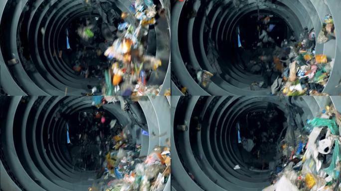 对在回收厂工作的垃圾设备进行分类。4K。