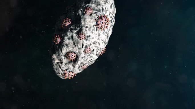 Cornavirus Virons从嵌入小行星的外层空间接近地球