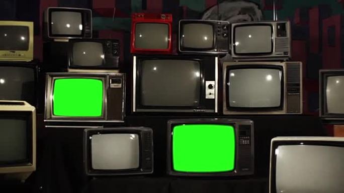 1980S电视与绿屏。