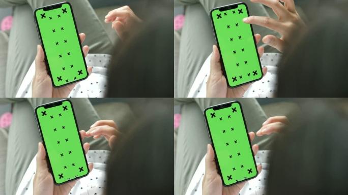 女人使用手机绿屏女孩刷玩短视频