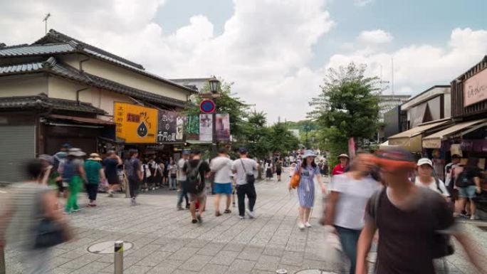 日本福冈太宰府老城拥挤的延时游客